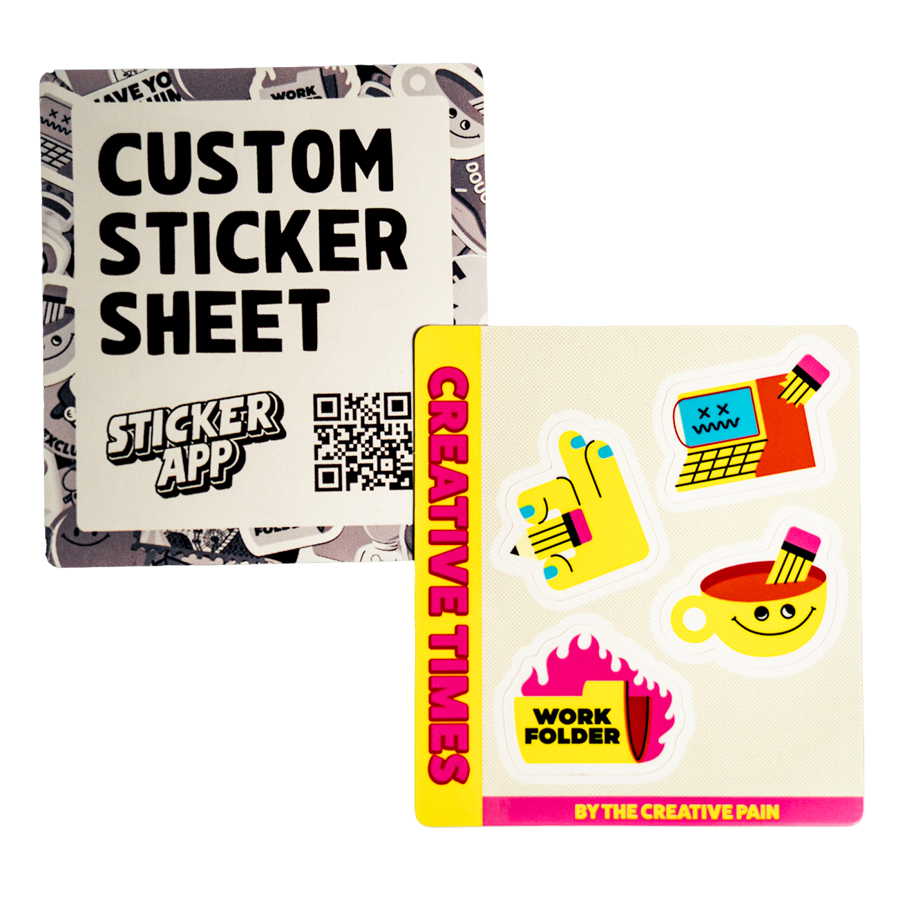 Small sticker sheets printed on vinyl with back paper print with different cartoon characters