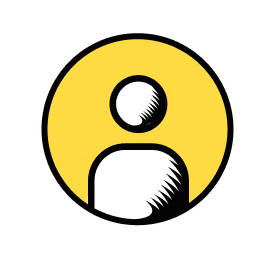 Yellow circle with silhouette avatar inside.