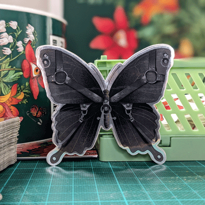 Sticker of grey butterfly