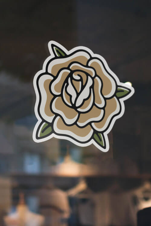 Vinyl flower sticker on a window