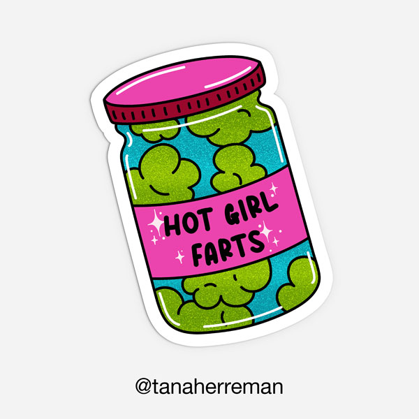 NSFW sticker of a jar of hot girl farts